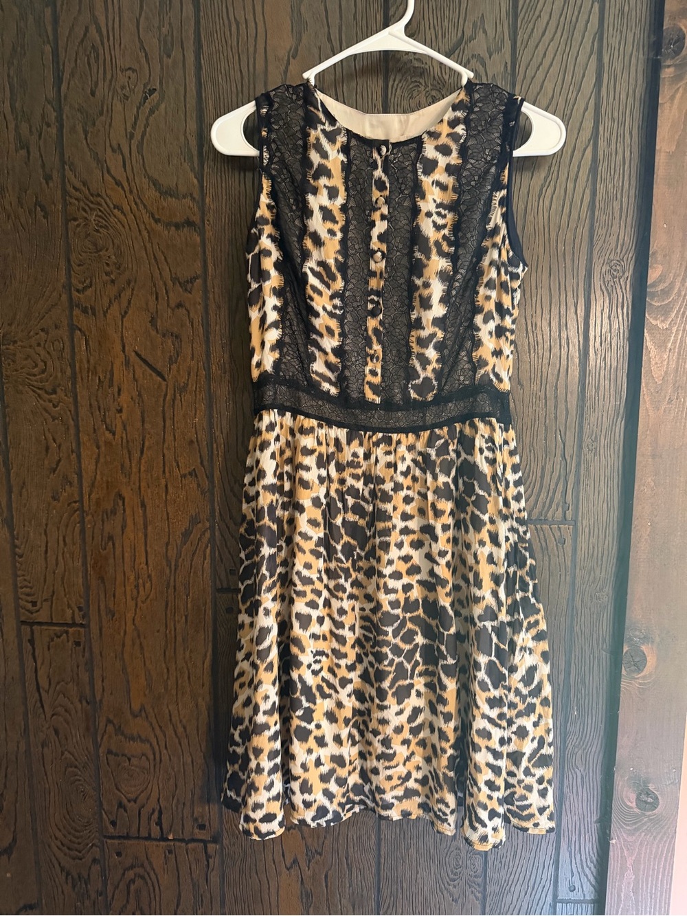 ALICE by Temperley Leopard Print Lace Trim Dress - Black, Tan